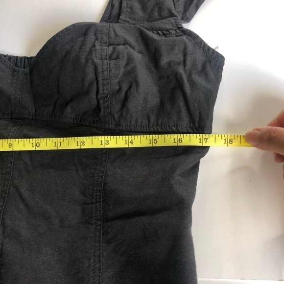 Urban Outfitters Linen Blend Sweetheart Neck Cap Sleeve Cutout Back Dress Sz L - Picture 9 of 14